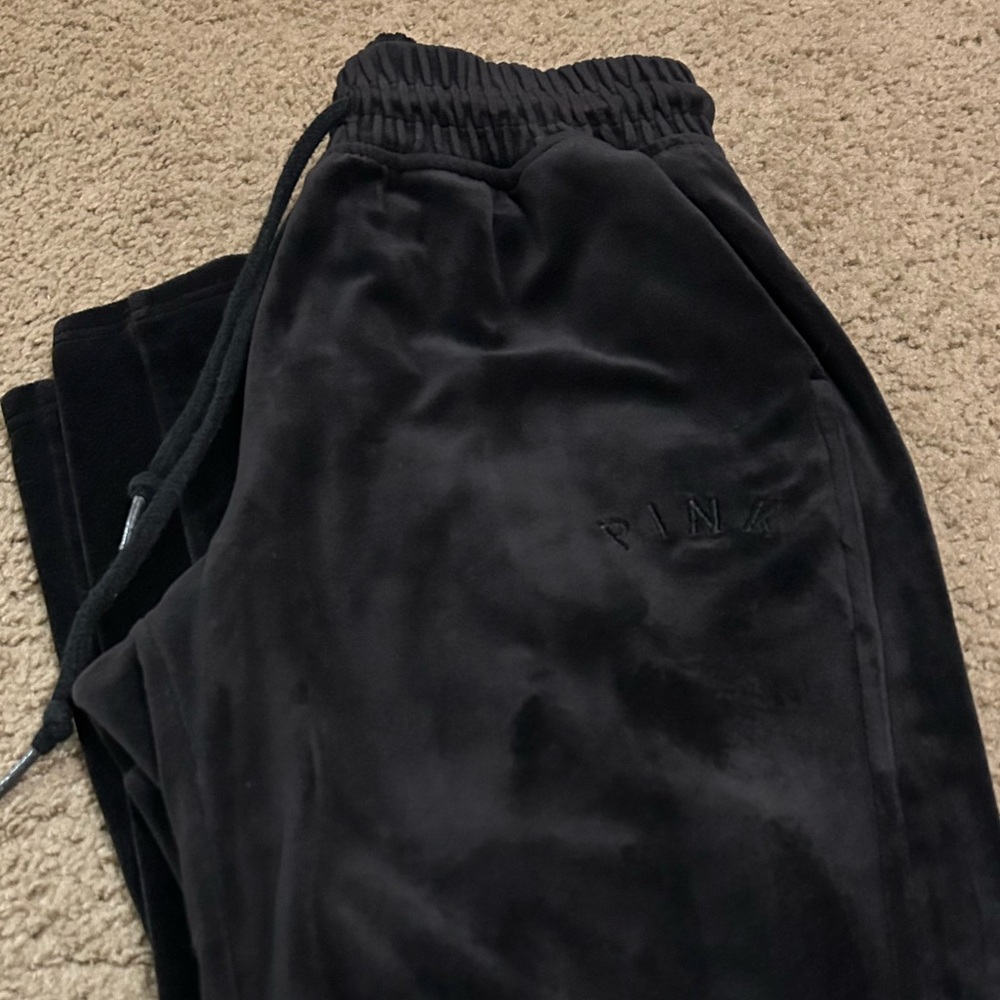 PINK Velvety Black Joggers